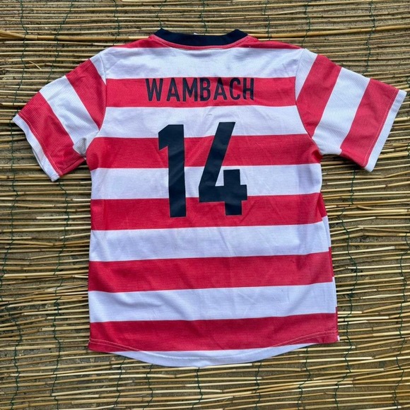 USA Soccer Jersey Abby Wambach 14 Red White Stripes in youth large - Picture 1 of 7